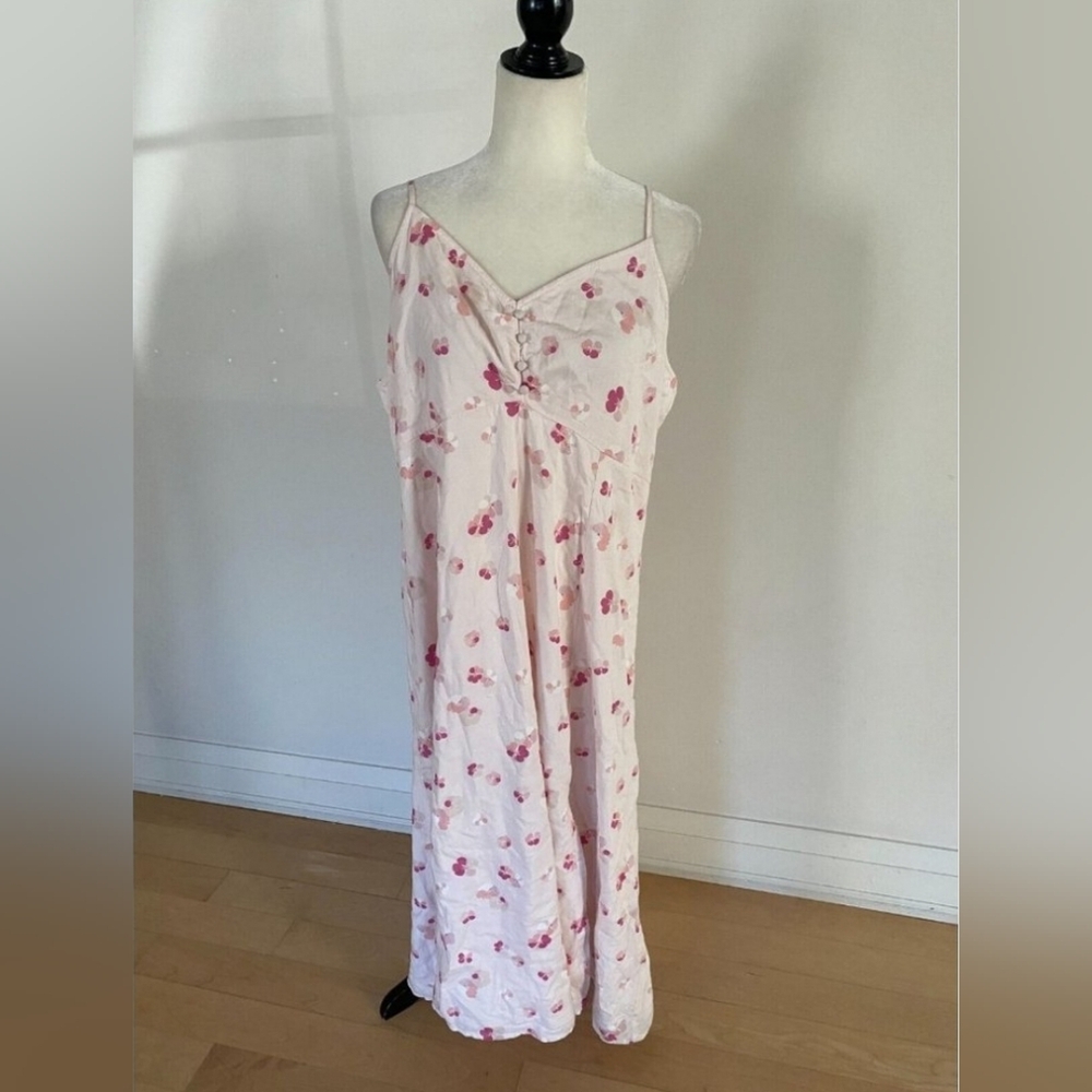 Bp Women pink floral midi Dress BNWOT sz 1X vneck spaghetti strap